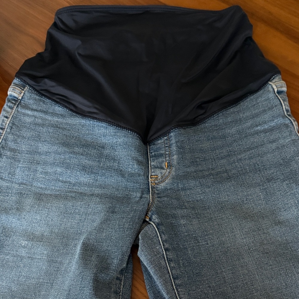 Maternity Denim Jeans with Navy Stretch Waistband